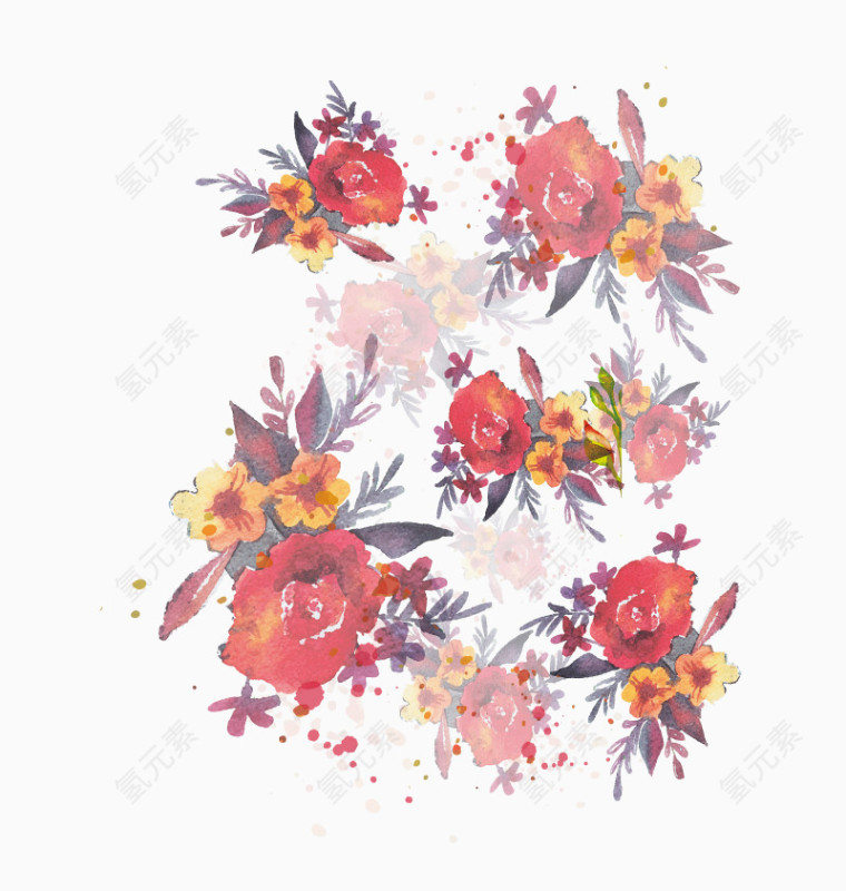 矢量手绘装饰花卉