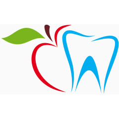 矢量牙齿和苹果简图