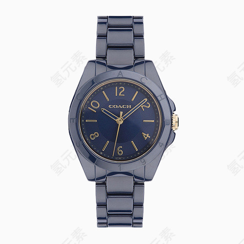 蔻驰个性蓝色陶瓷手表石英女表