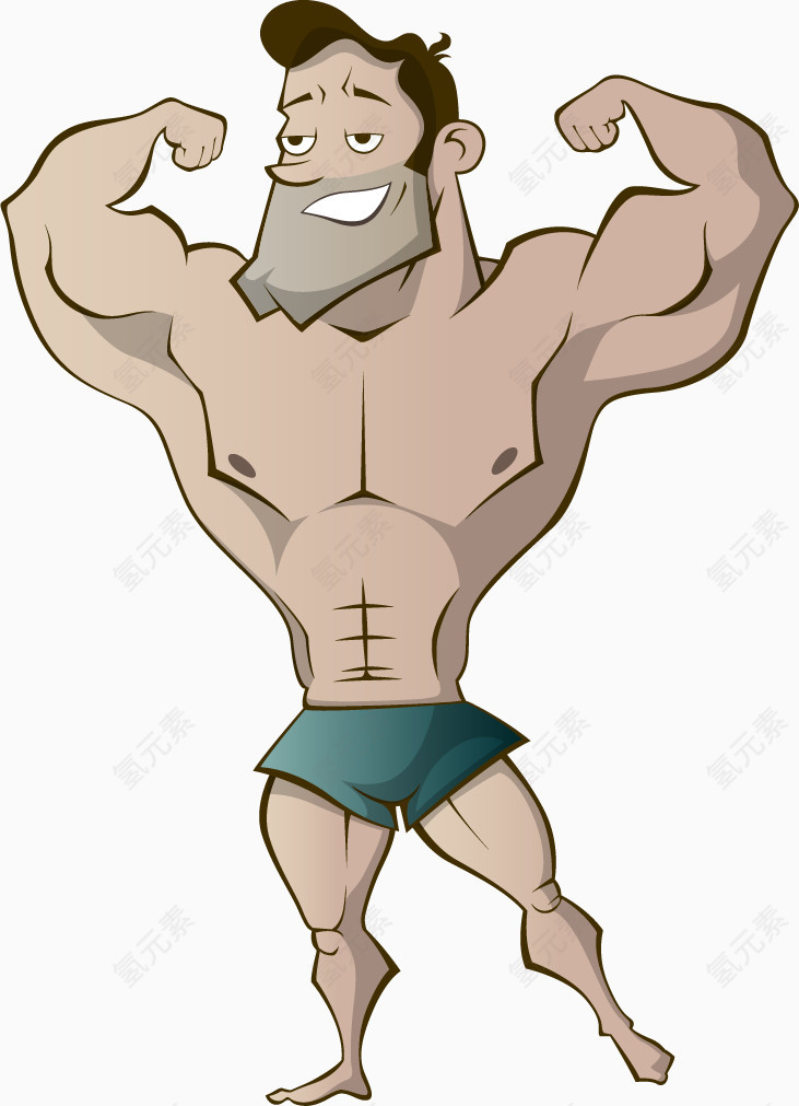 矢量手绘强壮的男人