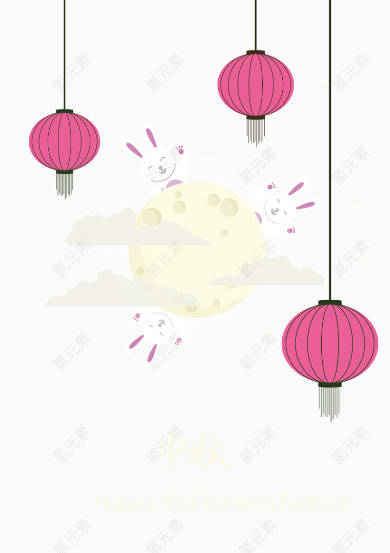 中秋节灯笼花灯矢量