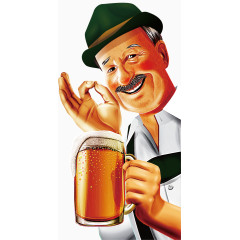 矢量图老人喝啤酒