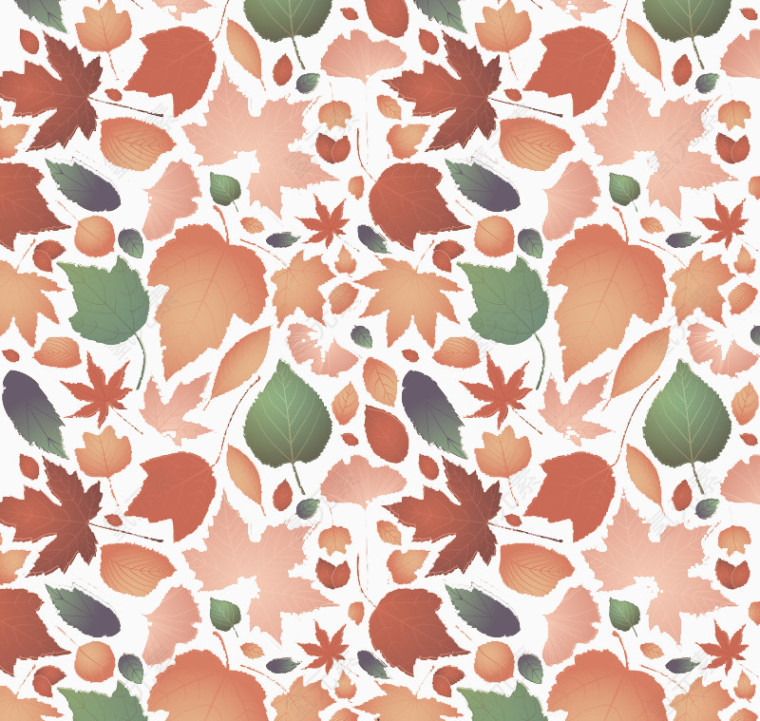 缤纷秋叶无缝背景矢量图