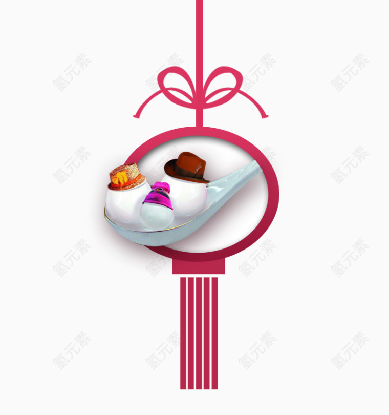 创意卡通元宵中国结素材