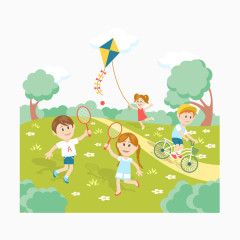 矢量学生户外活动