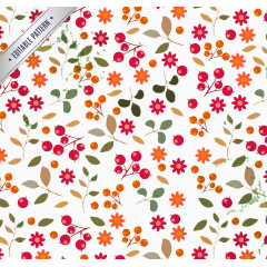 碎花与浆果无缝背景矢量素材