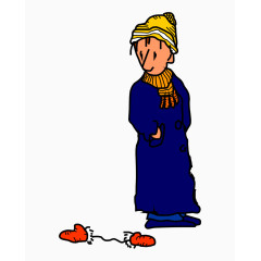 卡通手绘矢量穿冬季衣服男人