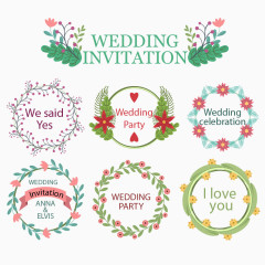 婚礼花环装饰矢量素材