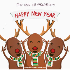 3只卡通圣诞驯鹿