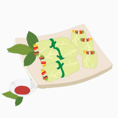 菜叶寿司手绘画素材图片