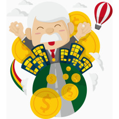 矢量老爷爷与金币