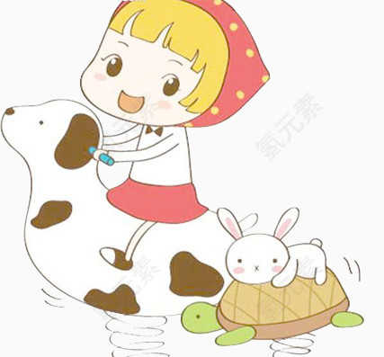 骑小狗的小女孩