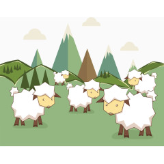矢量卡通羊群
