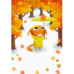 卡通彩绘黄色森林猫咪