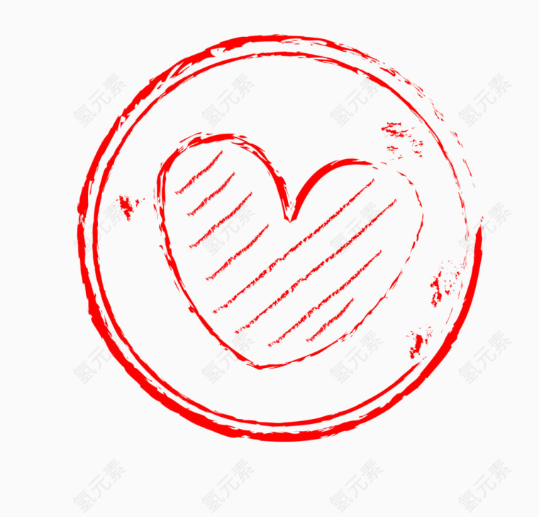 矢量心形盖章效果