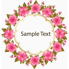 矢量手绘花朵装饰圆形标签