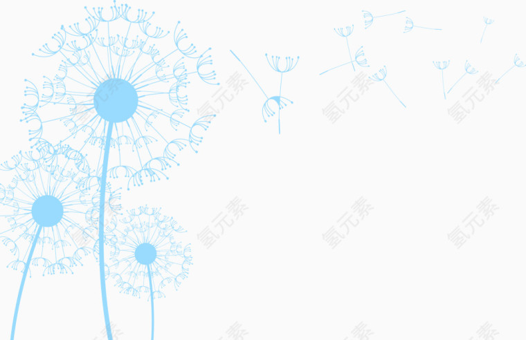矢量蓝色蒲公英素材优雅