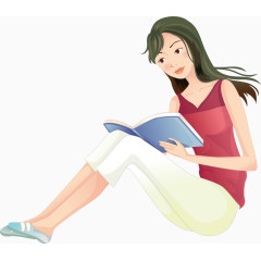 美女静静的看书矢量图