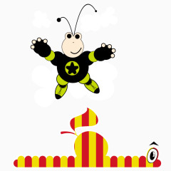 卡通小蜜蜂和毛毛虫