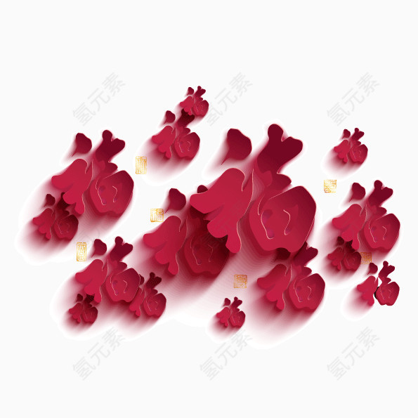红色福字投影背景装饰矢量图