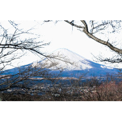 美丽的日本富士山冬日风景
