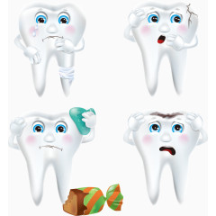 受伤哭泣的卡通牙齿