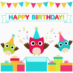 矢量猫头鹰生日元素