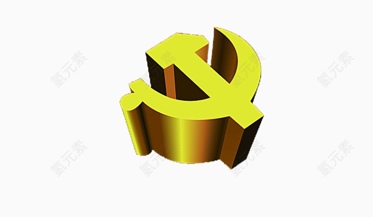 金色渐变的3D党党徽模型