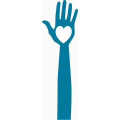 卡通蓝色献爱心的手掌