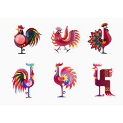 红色公鸡新年元素