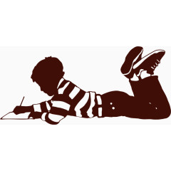 儿童写作业矢量广州剪影素材