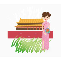 矢量名族姑娘城楼