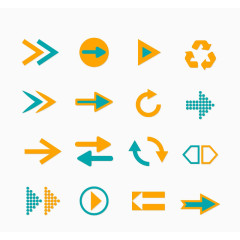 双色箭头播放回收图标素材