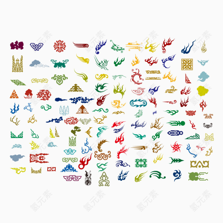 龙纹花纹装饰矢量图