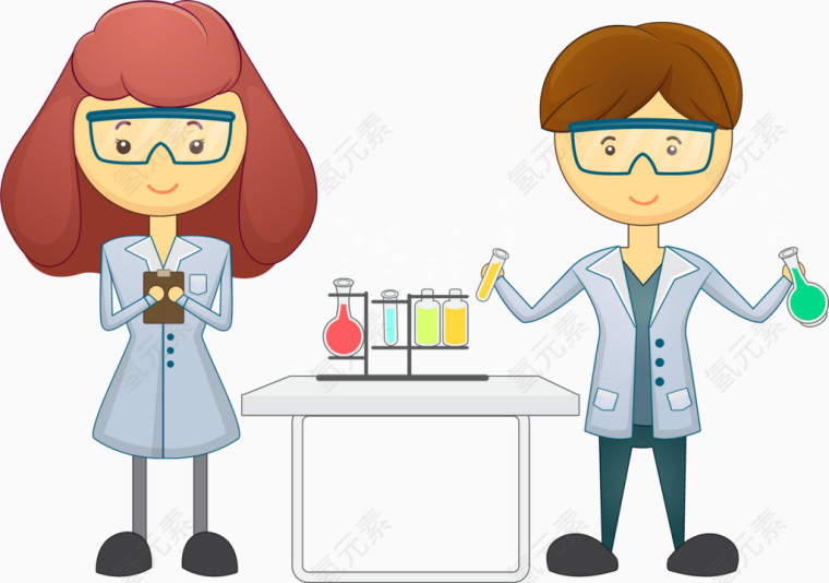 矢量手绘做实验的学生