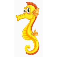 手绘金黄色海马