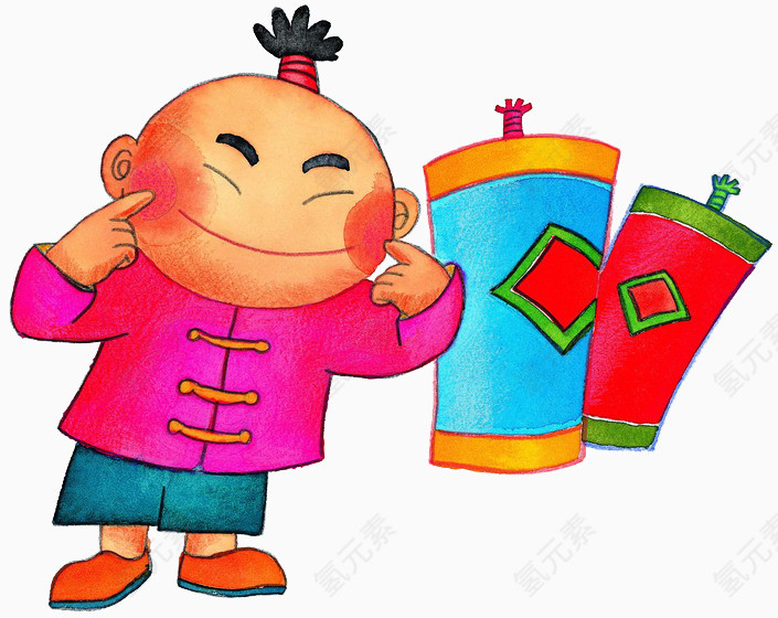 小孩放鞭炮