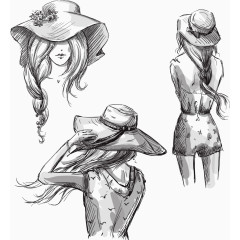 矢量母亲节女性线条画3