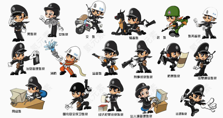 各种警察Q版
