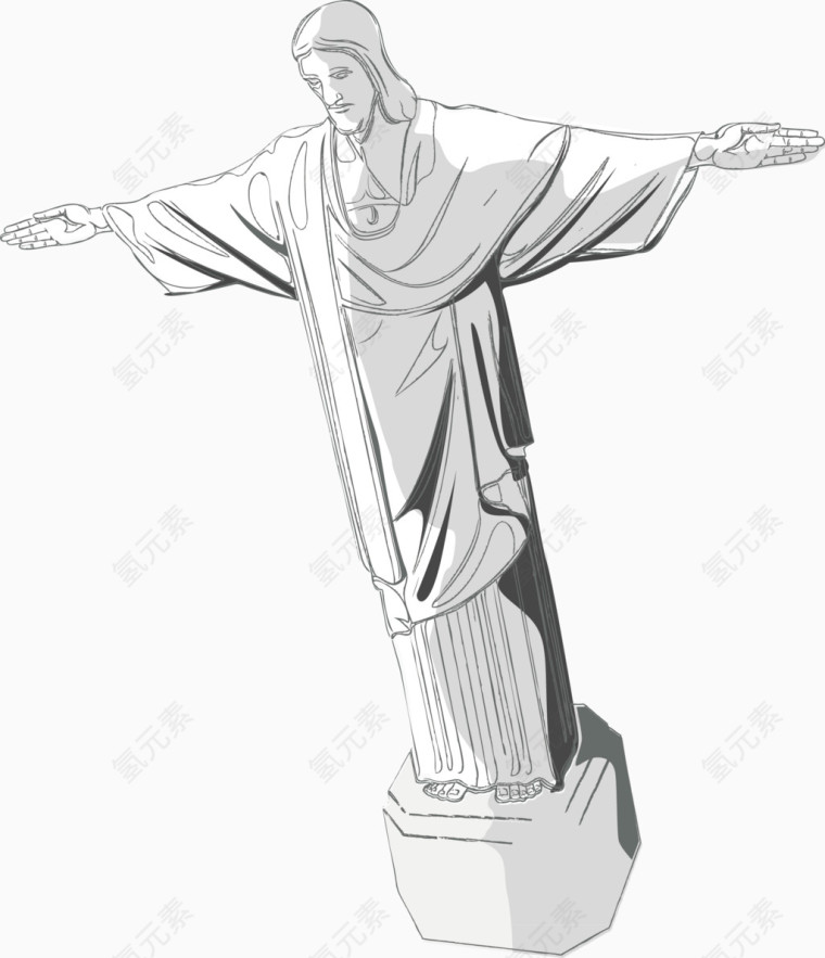 白色耶稣石雕元素