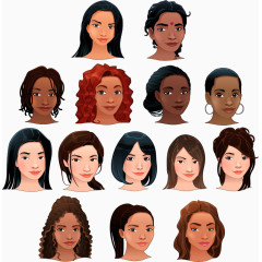 不同肤色的女人头像