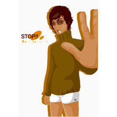 卡通男人拒绝手势素材