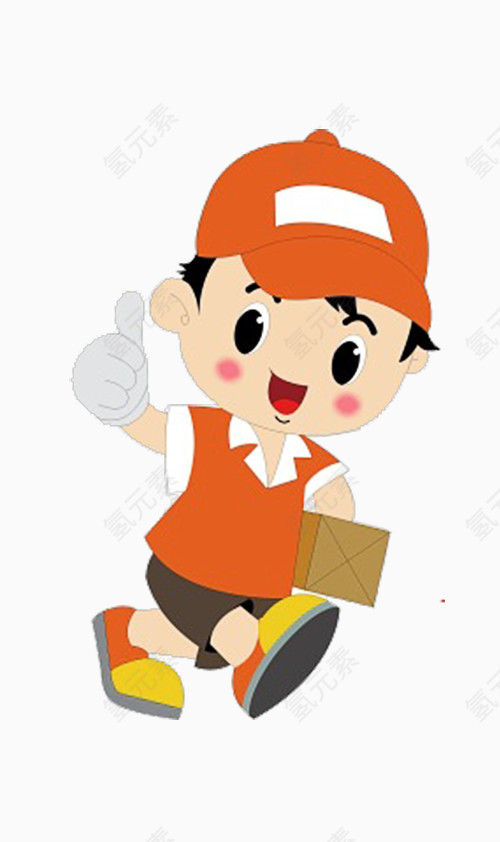卡通戴帽子的快递员PNG