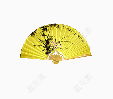 黄色树木扇子