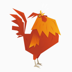 矢量几何公鸡打鸣手绘插画