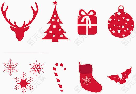 漂浮红色圣诞元素