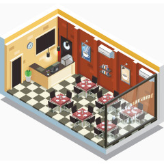 矢量手绘餐厅装修图