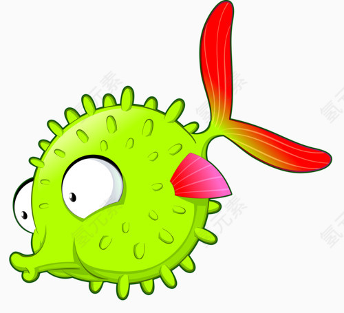 手绘圆形生气鱼