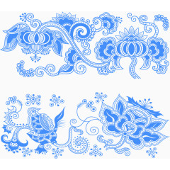 矢量青花瓷花纹