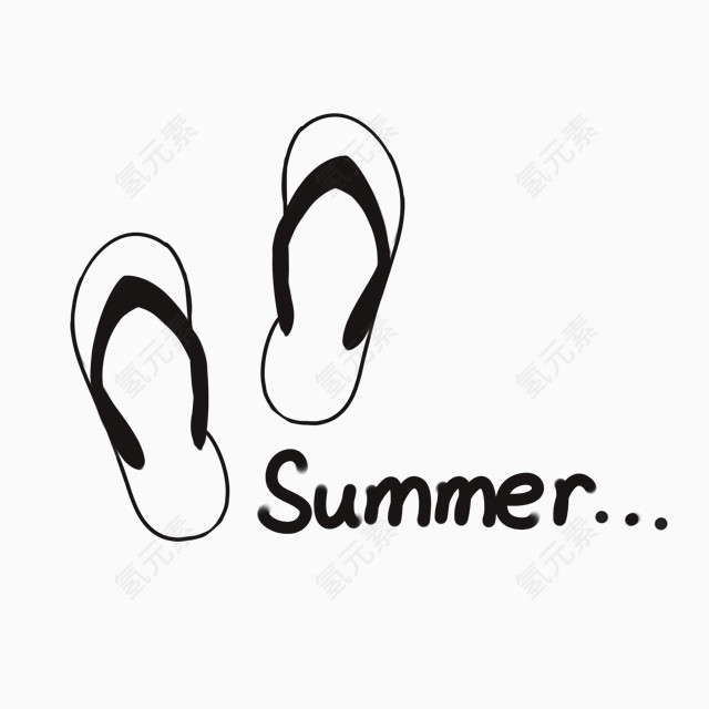 夏天拖鞋卡通手绘